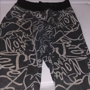 kids black and white joggers